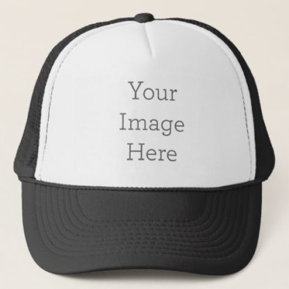 create your own trucker hat, black with white front pane.